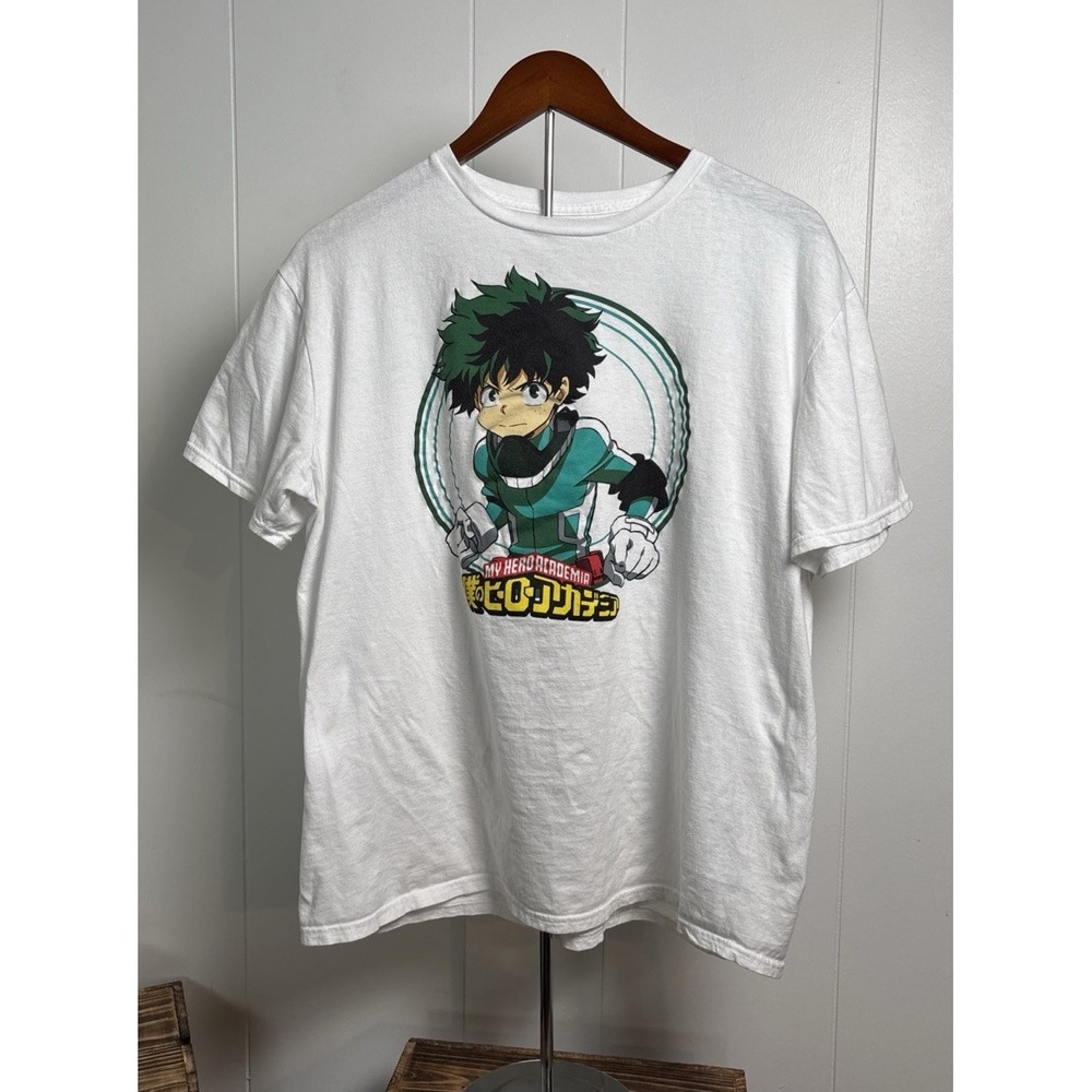 My Hero Anime Shirt Mens XL White Front Side Graphic Short Sleeve Japan Anime